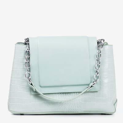 Light blue women's handbag with animal embossing - Handbags