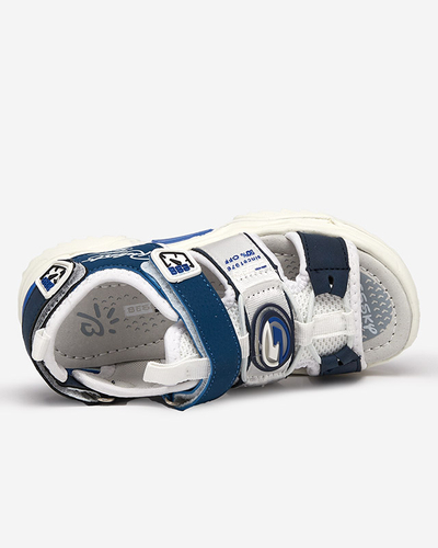 Valged ja tumesinised poiste sandaalid Velcro Roser-Footwear'iga
