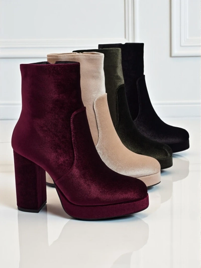 Women's Heeled Ankle Boots Velour Style Miss