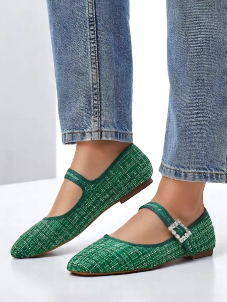 Royalfashion Naistele mõeldud ruudulised baleriinad lukuga ja rihmaga Riffos