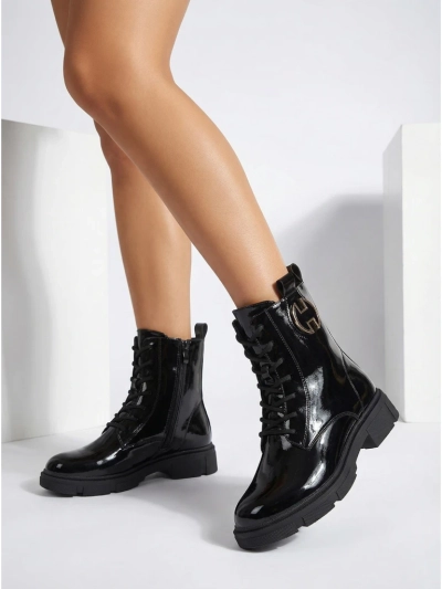 Athena Black Leather Elegant Women's Boots for Autumn