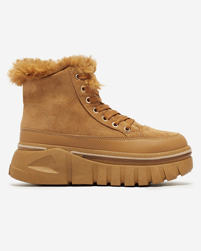 Women's platform lace-up snow boots in camel Neatesa - Footwear