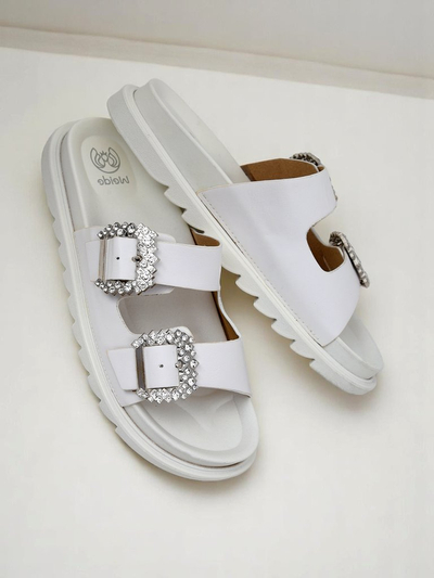Royalfashion women's slides with buckles Mrs Aurora