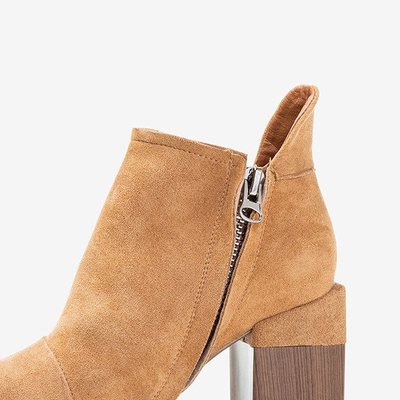 Light brown women's ankle boots with Cintura cut-outs - Footwear