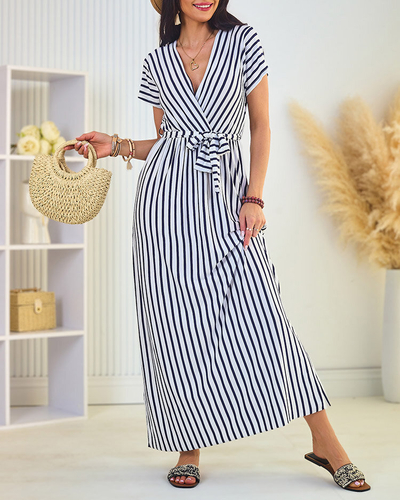 Royalfashion Naiste triibuline midi-kleit