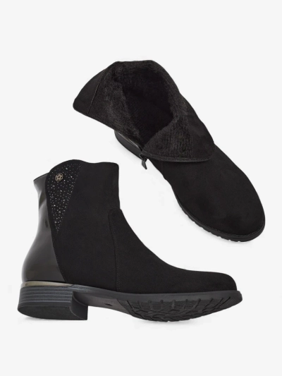 Suede ankle boots made of eco-suede with patent leather inserts Kelmo