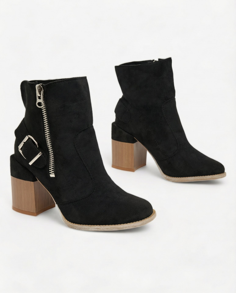 Royalfashion Black eco-suede women's high stiletto boots Acimra