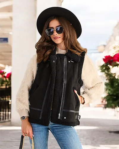 Royalfashion Women's Vest with Fur