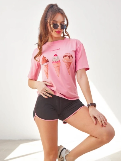 Royalfashion Naiste spordiseade pluusi ja lühikesed püksid Ice Cream