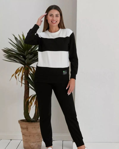 Royalfashion Must naiste triibuline dressipluusikomplekt