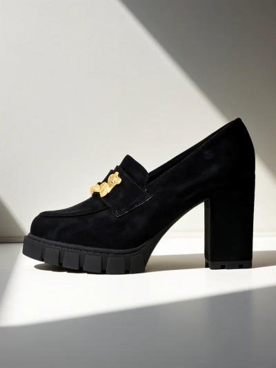 Stunning Black Suede Block Heel Shoes Elegant and Fashionable