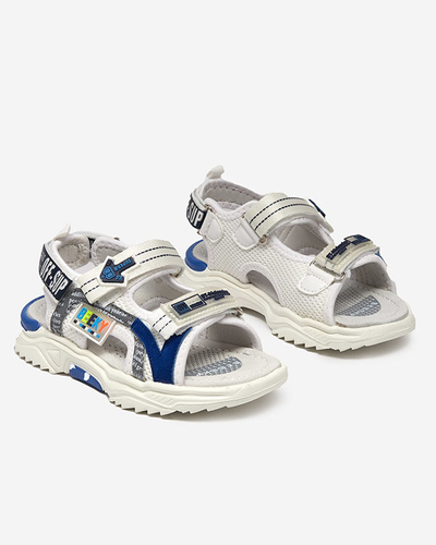 Laste valged ja tumesinised sandaalid, mis on kinnitatud Ceteris Velcro - Shoes