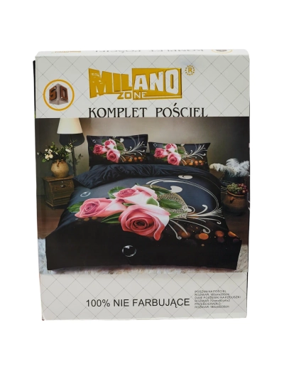 Komplet Pościeli Milano Czarno-Różowy Elegancki