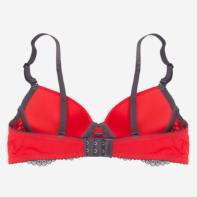 Women's red bra with lace - Underwear