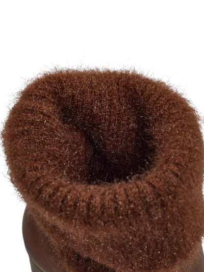 Women's Eco-Leather Heeled Ankle Boots with Knit Tirave