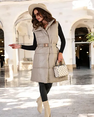 Royalfashion Pikk naiste vest a'la nahk