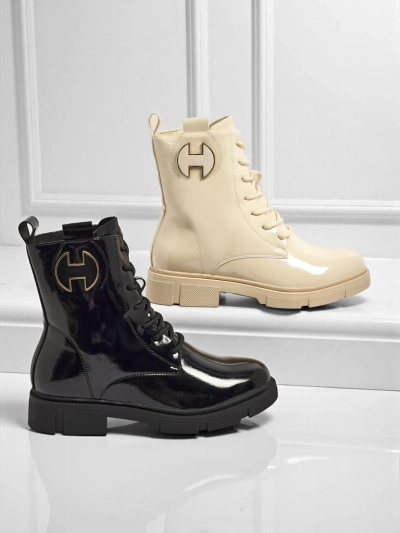 Лакированные женские ботинки на шнуровке Kalen