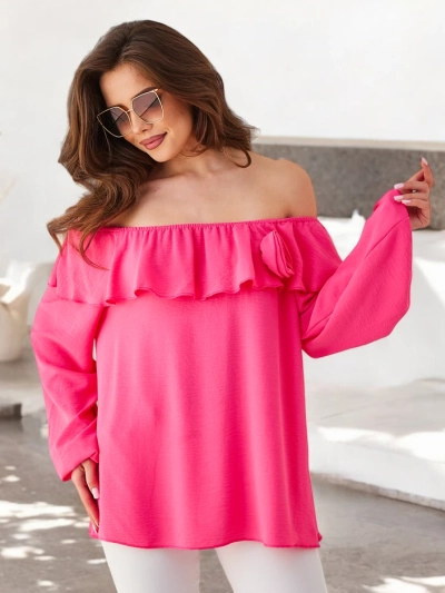 Royalfashion Naiste blouse Hispaania stiilis volangiga ja lilledega