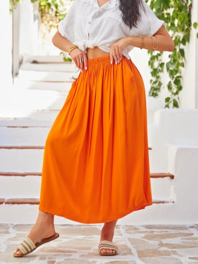 Royalfashion Naiste viskoosist midi-seelik Suvine kerge kahe taskuga