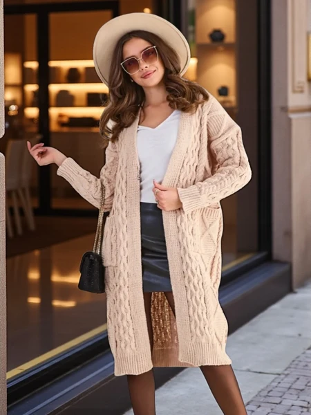 Royalfashion Strikkede kvinders poncho sweater