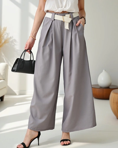 Royalfashion Wide women’s trousers with a belt