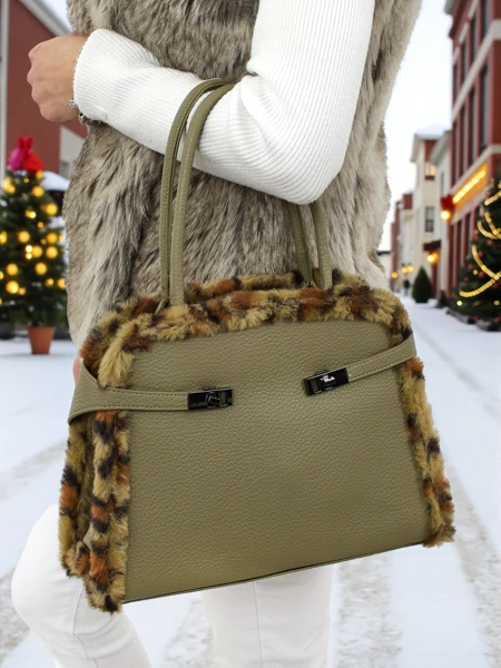 Small Women's Eco-Leather Handbag with Leopard Print Panthory