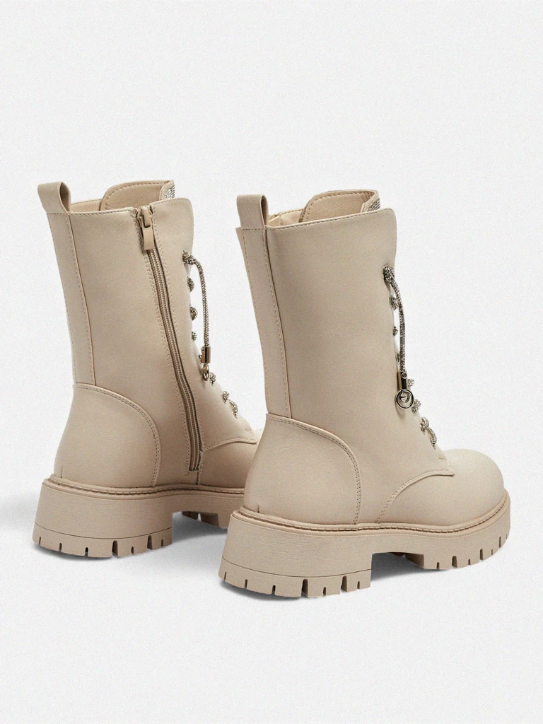 Eco-leather laced women's ankle boots Farly