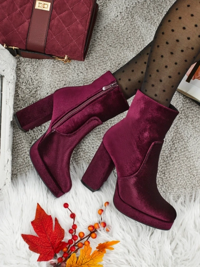 Women's Heeled Ankle Boots Velour Style Miss