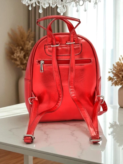 Royalfashion Women's backpack made of eco leather with stripes Metallic Stripes