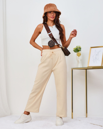 Royalfashion Soojendatud kreemjas koore-koordist naiste püksid