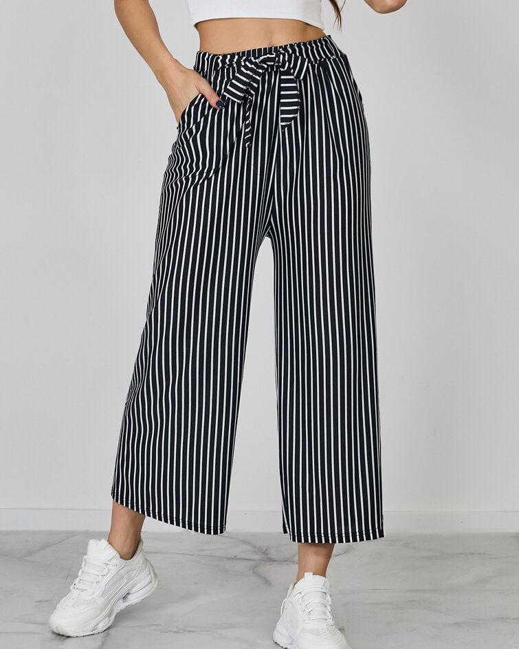 Royalfashion Женские широкие брюки в полоску 7/8