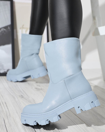 Blue women's slip-on boots with Mekira insulation - Footwear