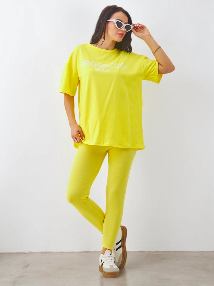 Royalfashion Cotton women's set with short sleeves and leggings