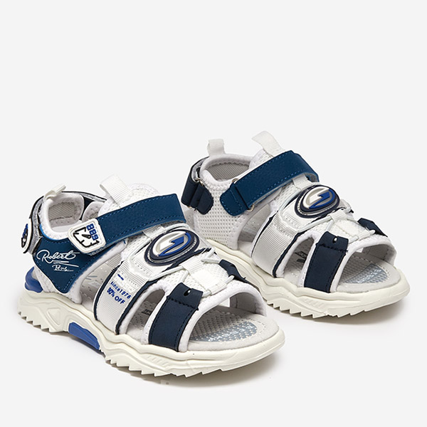 Бело-темно-синие сандалии для мальчиков на липучке Roser-Footwear