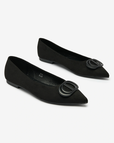 Royalfashion Black women's pointed-toe ballerinas with embellishment on the nose Tidita