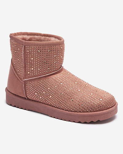 Dark pink women's snow boots with cubic zirconia Rudis - Footwear