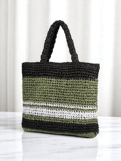 Royalfashion Большая женская соломенная сумка Paris Stripe