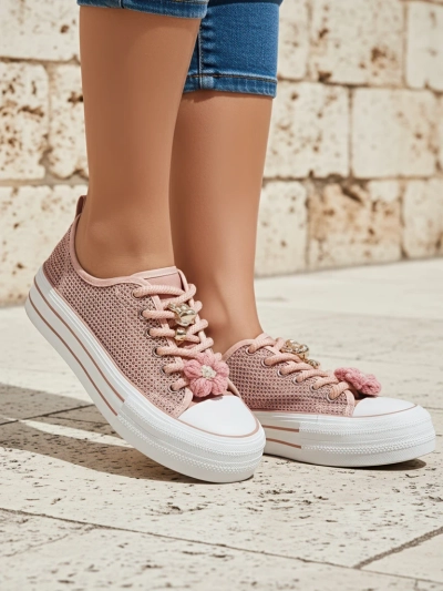 Royalfashion Women's perforated sneakers with embellishments Osdo