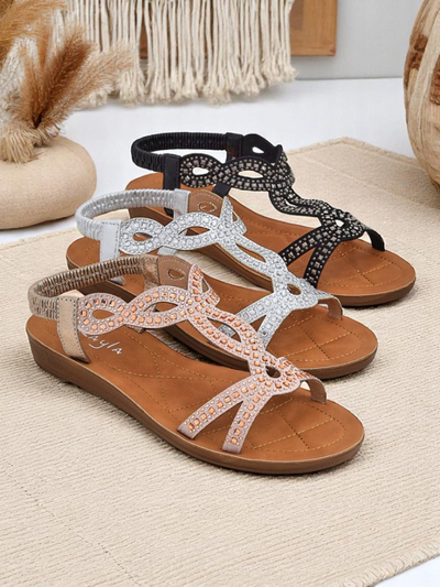 Lola Grace Women's Royal Fashion Sandals with Decorative Straps