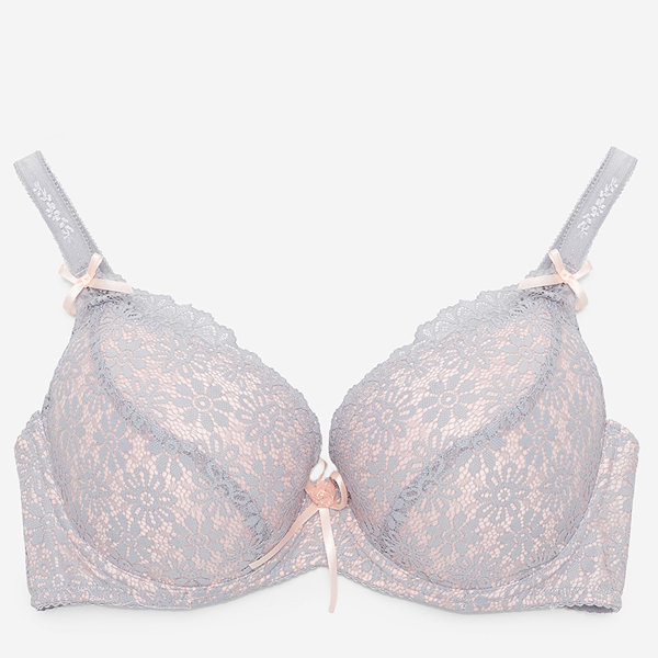 Gray and pink women's lace bra - Underwear