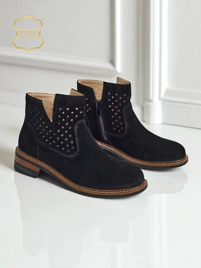 Aurelia Nero seemisnahast ažuursed naiste madalad saapad 3cm kontsaga