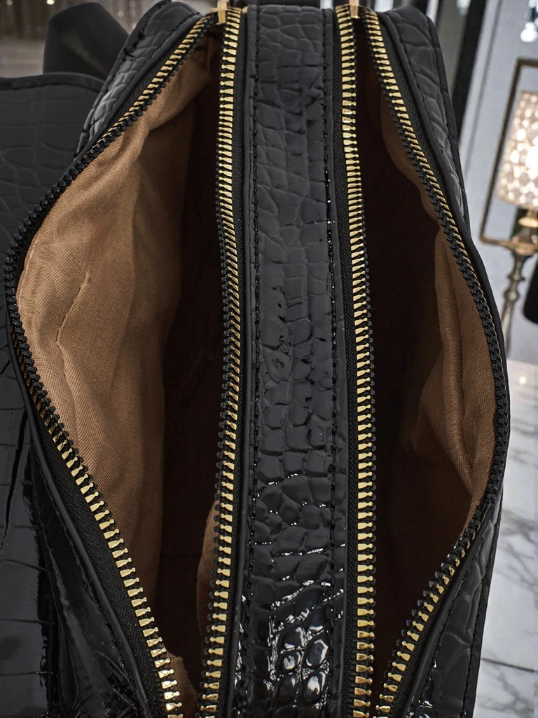 Patent Faux Leather Small Women's Handbag Lune Mua