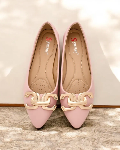 Роялфэшн Черные женские балетки с декоративным носком Фиггда