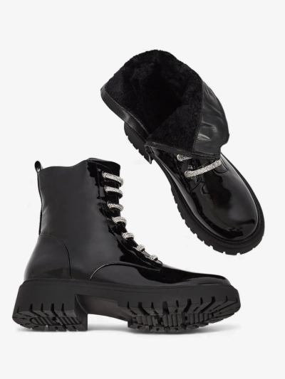 Patent Lace-up Women's Ankle Boots Velmini