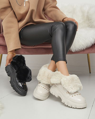 Бежевые женские сапоги на шнуровке Fentes- Footwear