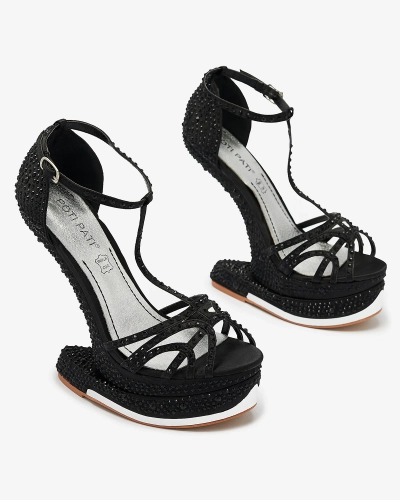 Black women's pumps with zircons Nekko- Footwear