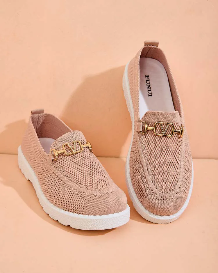 Royalfashion Women's fabric moccasins with gold embellishment Erticae