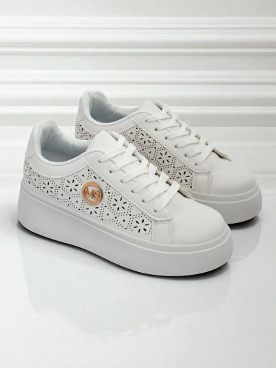 Aelia Royalfashion women's platform sneakers white openwork ecru