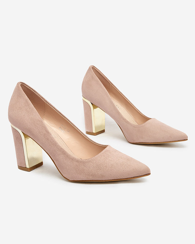 Royalfashion Beige women's eco suede post pumps Afrogosa