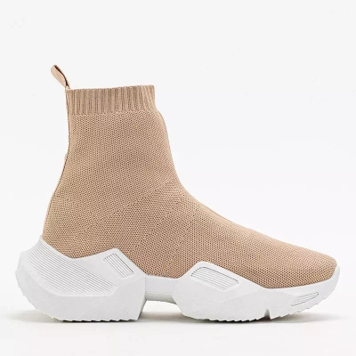 OUTLET High Fisa beige women's sports shoes - Footwear